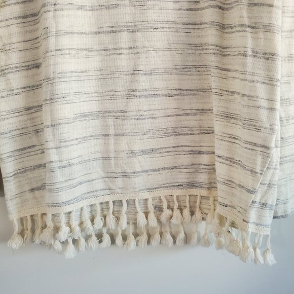 Altar'd State Striped T-shirt Large Cream Tasseled Boho Chic Casual - Picture 3 of 9